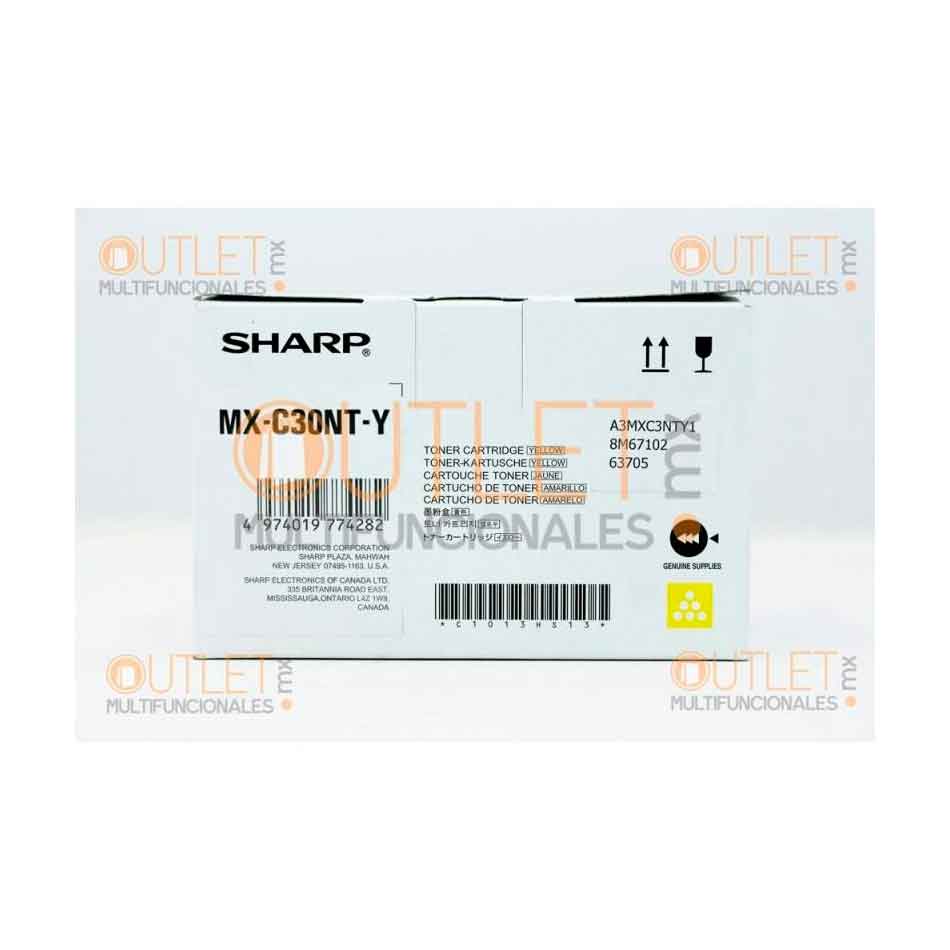 Tóner Amarillo marca Sharp para modelos MXC407P